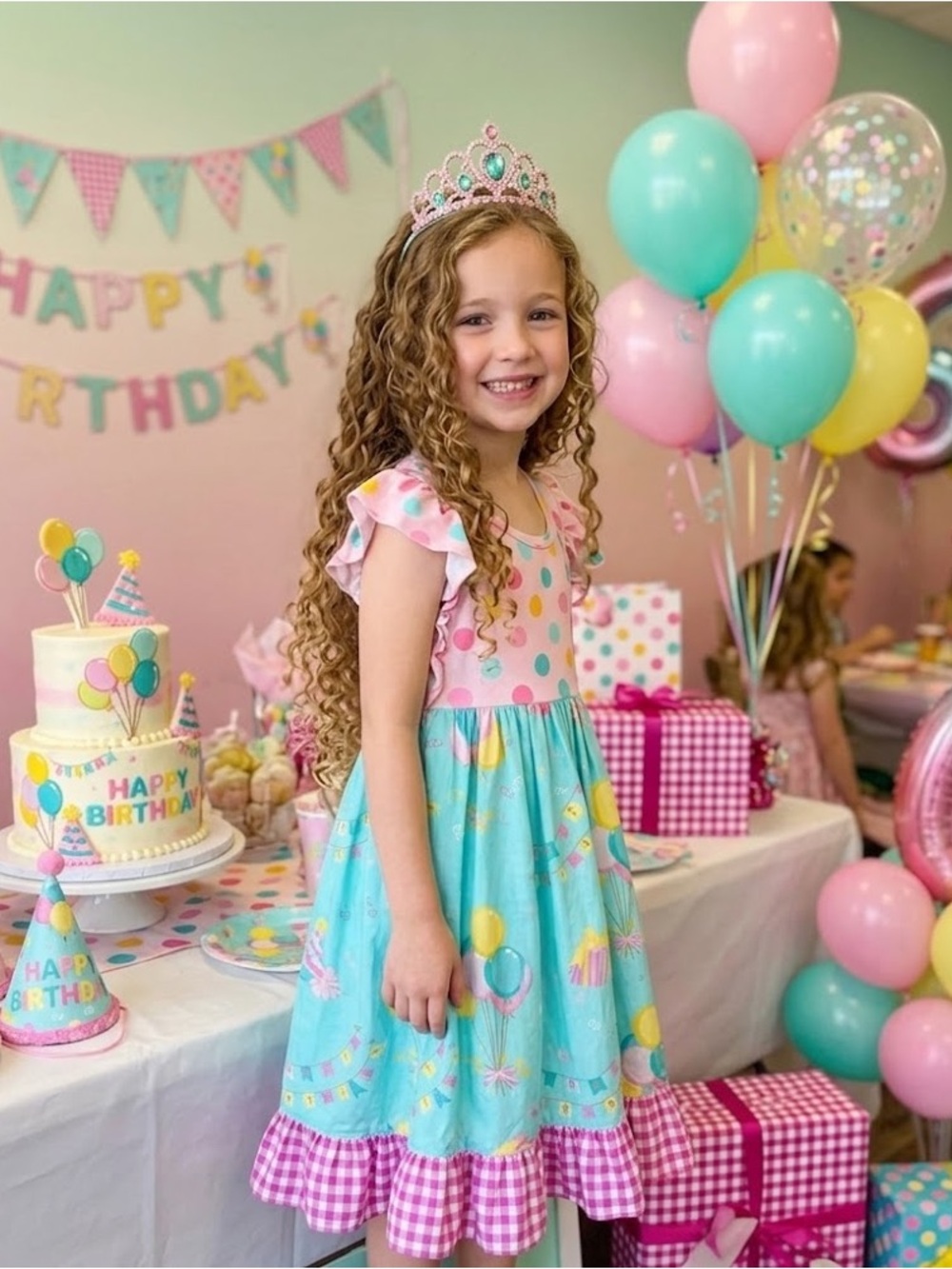 ELEANOR ROSE Happy Birthday 🎉 Dress w/polka dots & ballons! *Rare find* Size 5-6